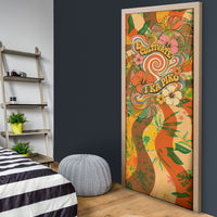 Hawaiian Piko Lani Cultivate I Ka Piko Aloha Door Cover Retro Psychedelic Taro Leaf - Hibiscus Flowers TS04 - Polynesian Pride