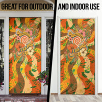 Hawaiian Piko Lani Cultivate I Ka Piko Aloha Door Cover Retro Psychedelic Taro Leaf - Hibiscus Flowers TS04 - Polynesian Pride