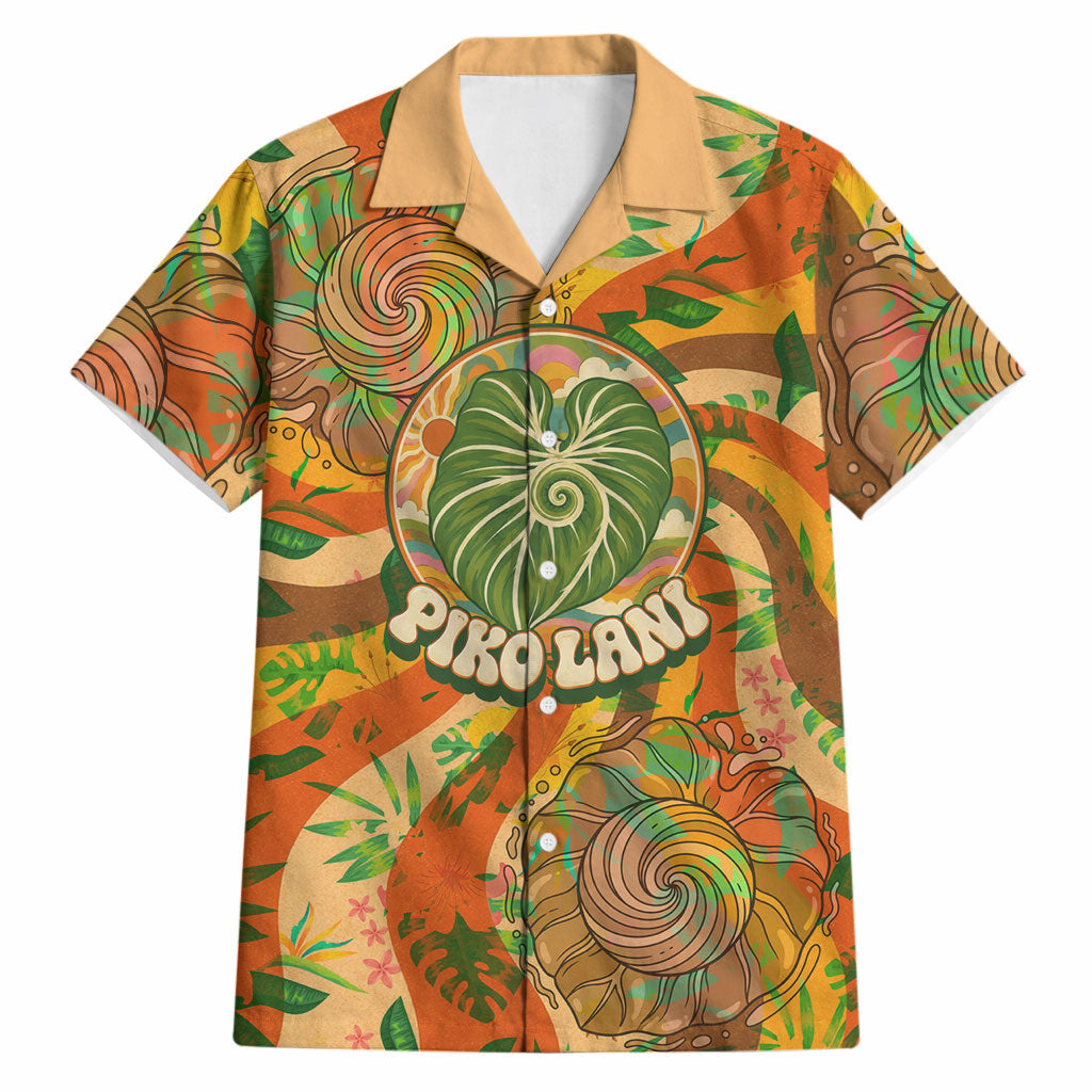 Hawaiian Piko Lani Cultivate I Ka Piko Aloha Hawaiian Shirt Retro Psychedelic Taro Leaf - Hibiscus Flowers TS04 Orange Green - Polynesian Pride