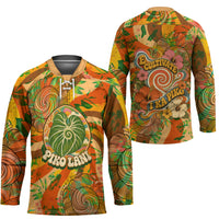 Hawaiian Piko Lani Cultivate I Ka Piko Aloha Hockey Jersey Retro Psychedelic Taro Leaf - Hibiscus Flowers TS04 - Polynesian Pride