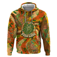 Hawaiian Piko Lani Cultivate I Ka Piko Aloha Hoodie Retro Psychedelic Taro Leaf - Hibiscus Flowers TS04 Pullover Hoodie Orange Green - Polynesian Pride