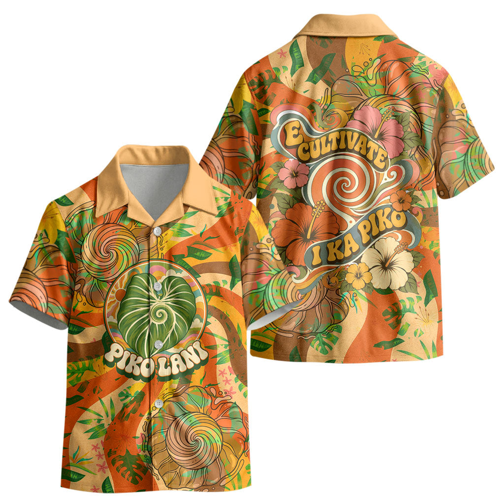 Hawaiian Piko Lani Cultivate I Ka Piko Aloha Kid Hawaiian Shirt Retro Psychedelic Taro Leaf - Hibiscus Flowers TS04 - Polynesian Pride