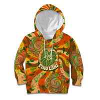 Hawaiian Piko Lani Cultivate I Ka Piko Aloha Kid Hoodie Retro Psychedelic Taro Leaf - Hibiscus Flowers TS04 Hoodie Orange Green - Polynesian Pride