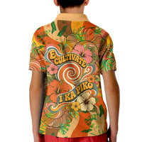 Hawaiian Piko Lani Cultivate I Ka Piko Aloha Kid Polo Shirt Retro Psychedelic Taro Leaf - Hibiscus Flowers TS04 - Polynesian Pride