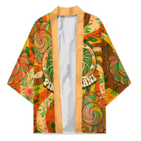Hawaiian Piko Lani Cultivate I Ka Piko Aloha Kimono Retro Psychedelic Taro Leaf - Hibiscus Flowers TS04 Unisex Orange Green - Polynesian Pride