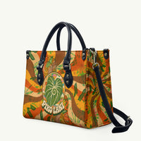 Hawaiian Piko Lani Cultivate I Ka Piko Aloha Leather Bag Retro Psychedelic Taro Leaf - Hibiscus Flowers TS04 Orange Green - Polynesian Pride