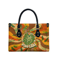 Hawaiian Piko Lani Cultivate I Ka Piko Aloha Leather Bag Retro Psychedelic Taro Leaf - Hibiscus Flowers TS04 - Polynesian Pride