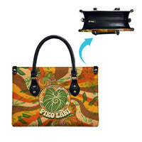 Hawaiian Piko Lani Cultivate I Ka Piko Aloha Leather Bag Retro Psychedelic Taro Leaf - Hibiscus Flowers TS04 - Polynesian Pride