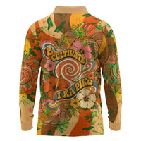 Hawaiian Piko Lani Cultivate I Ka Piko Aloha Long Sleeve Polo Shirt Retro Psychedelic Taro Leaf - Hibiscus Flowers TS04 - Polynesian Pride