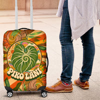 Hawaiian Piko Lani Cultivate I Ka Piko Aloha Luggage Cover Retro Psychedelic Taro Leaf - Hibiscus Flowers TS04 Orange Green - Polynesian Pride