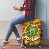 Hawaiian Piko Lani Cultivate I Ka Piko Aloha Luggage Cover Retro Psychedelic Taro Leaf - Hibiscus Flowers TS04 - Polynesian Pride