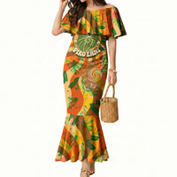 Hawaiian Piko Lani Cultivate I Ka Piko Aloha Mermaid Dress Retro Psychedelic Taro Leaf - Hibiscus Flowers TS04 Women Orange Green - Polynesian Pride