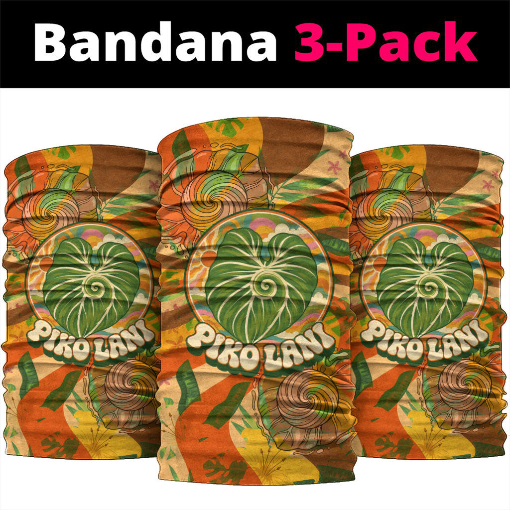 Hawaiian Piko Lani Cultivate I Ka Piko Aloha Neck Gaiter Retro Psychedelic Taro Leaf - Hibiscus Flowers TS04 package One Size: 25*50cm Orange Green - Polynesian Pride
