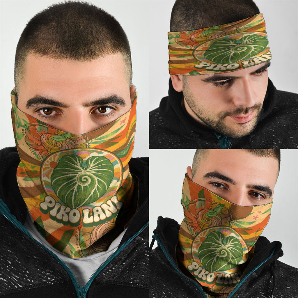 Hawaiian Piko Lani Cultivate I Ka Piko Aloha Neck Gaiter Retro Psychedelic Taro Leaf - Hibiscus Flowers TS04 - Polynesian Pride
