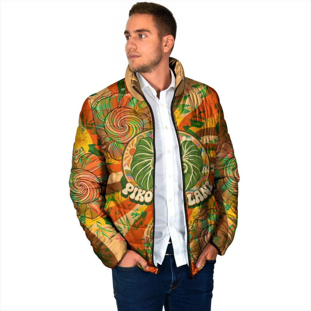 Hawaiian Piko Lani Cultivate I Ka Piko Aloha Padded Jacket Retro Psychedelic Taro Leaf - Hibiscus Flowers TS04 - Polynesian Pride