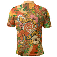 Hawaiian Piko Lani Cultivate I Ka Piko Aloha Polo Shirt Retro Psychedelic Taro Leaf - Hibiscus Flowers TS04 - Polynesian Pride