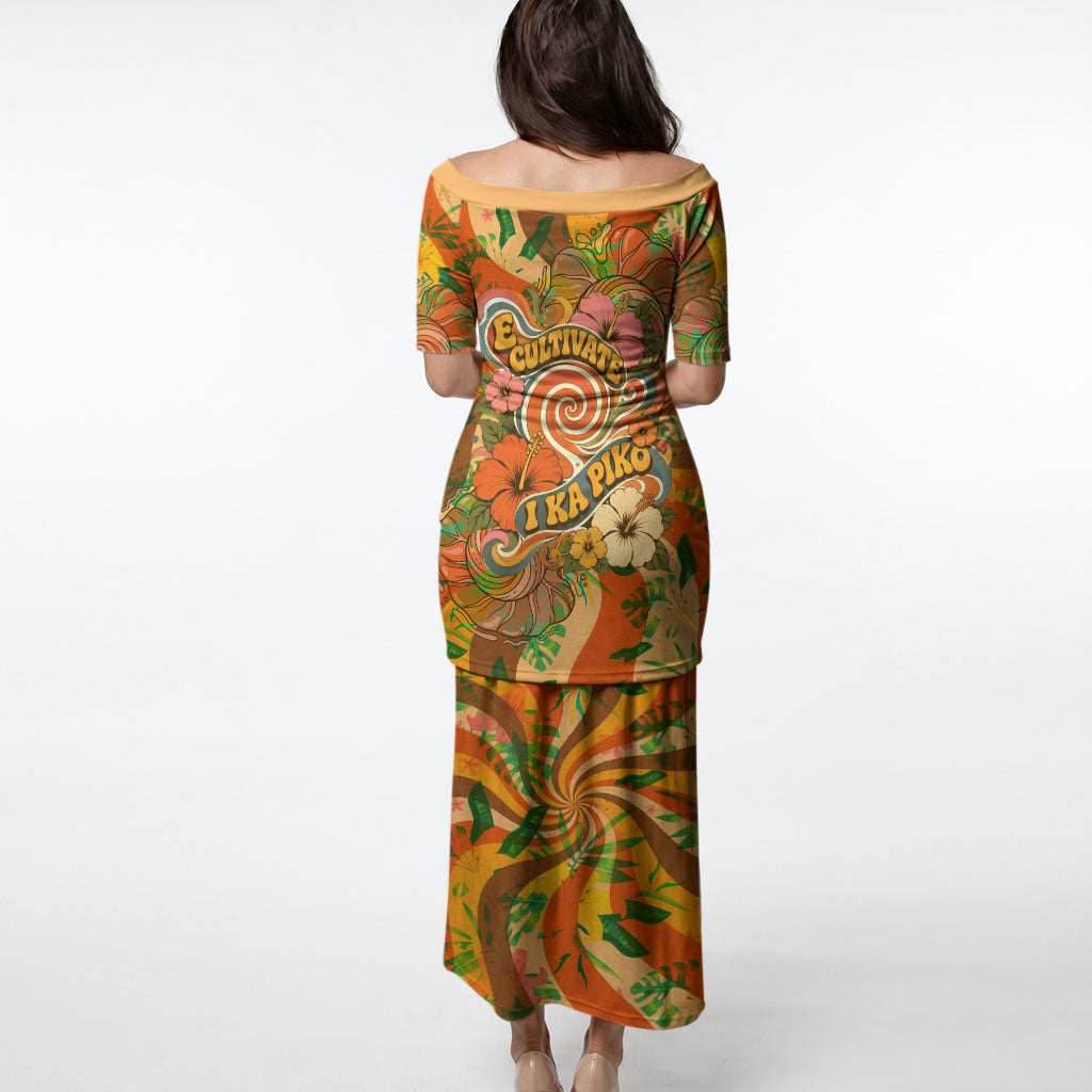 Hawaiian Piko Lani Cultivate I Ka Piko Aloha Puletasi Retro Psychedelic Taro Leaf - Hibiscus Flowers TS04 - Polynesian Pride