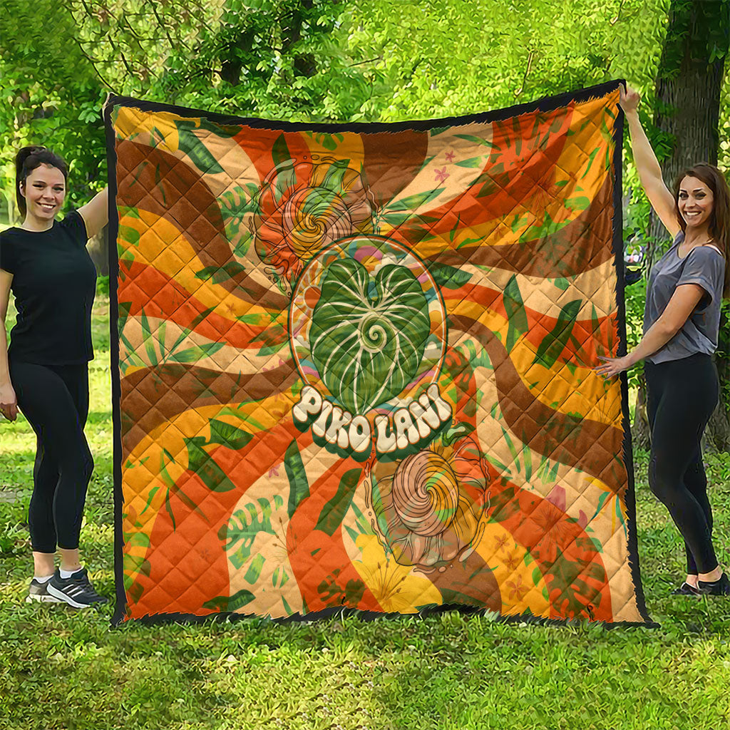 Hawaiian Piko Lani Cultivate I Ka Piko Aloha Quilt Retro Psychedelic Taro Leaf - Hibiscus Flowers TS04 - Polynesian Pride