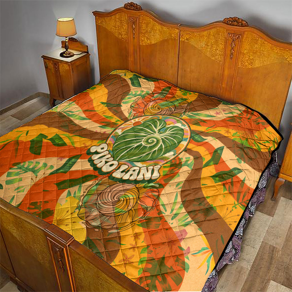 Hawaiian Piko Lani Cultivate I Ka Piko Aloha Quilt Retro Psychedelic Taro Leaf - Hibiscus Flowers TS04 - Polynesian Pride