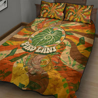 Hawaiian Piko Lani Cultivate I Ka Piko Aloha Quilt Bed Set Retro Psychedelic Taro Leaf - Hibiscus Flowers TS04 - Polynesian Pride