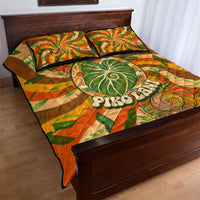 Hawaiian Piko Lani Cultivate I Ka Piko Aloha Quilt Bed Set Retro Psychedelic Taro Leaf - Hibiscus Flowers TS04 - Polynesian Pride