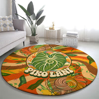 Hawaiian Piko Lani Cultivate I Ka Piko Aloha Round Carpet Retro Psychedelic Taro Leaf - Hibiscus Flowers TS04 - Polynesian Pride