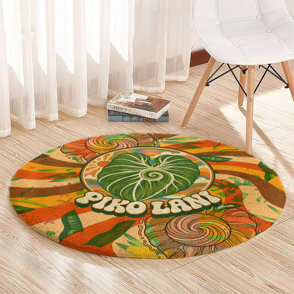 Hawaiian Piko Lani Cultivate I Ka Piko Aloha Round Carpet Retro Psychedelic Taro Leaf - Hibiscus Flowers TS04 - Polynesian Pride