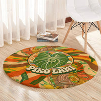 Hawaiian Piko Lani Cultivate I Ka Piko Aloha Round Carpet Retro Psychedelic Taro Leaf - Hibiscus Flowers TS04 - Polynesian Pride