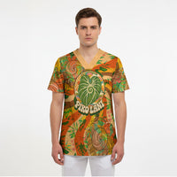 Hawaiian Piko Lani Cultivate I Ka Piko Aloha Scrub Top Retro Psychedelic Taro Leaf - Hibiscus Flowers TS04 - Polynesian Pride