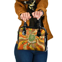Hawaiian Piko Lani Cultivate I Ka Piko Aloha Shoulder Handbag Retro Psychedelic Taro Leaf - Hibiscus Flowers TS04 One Size Orange Green - Polynesian Pride
