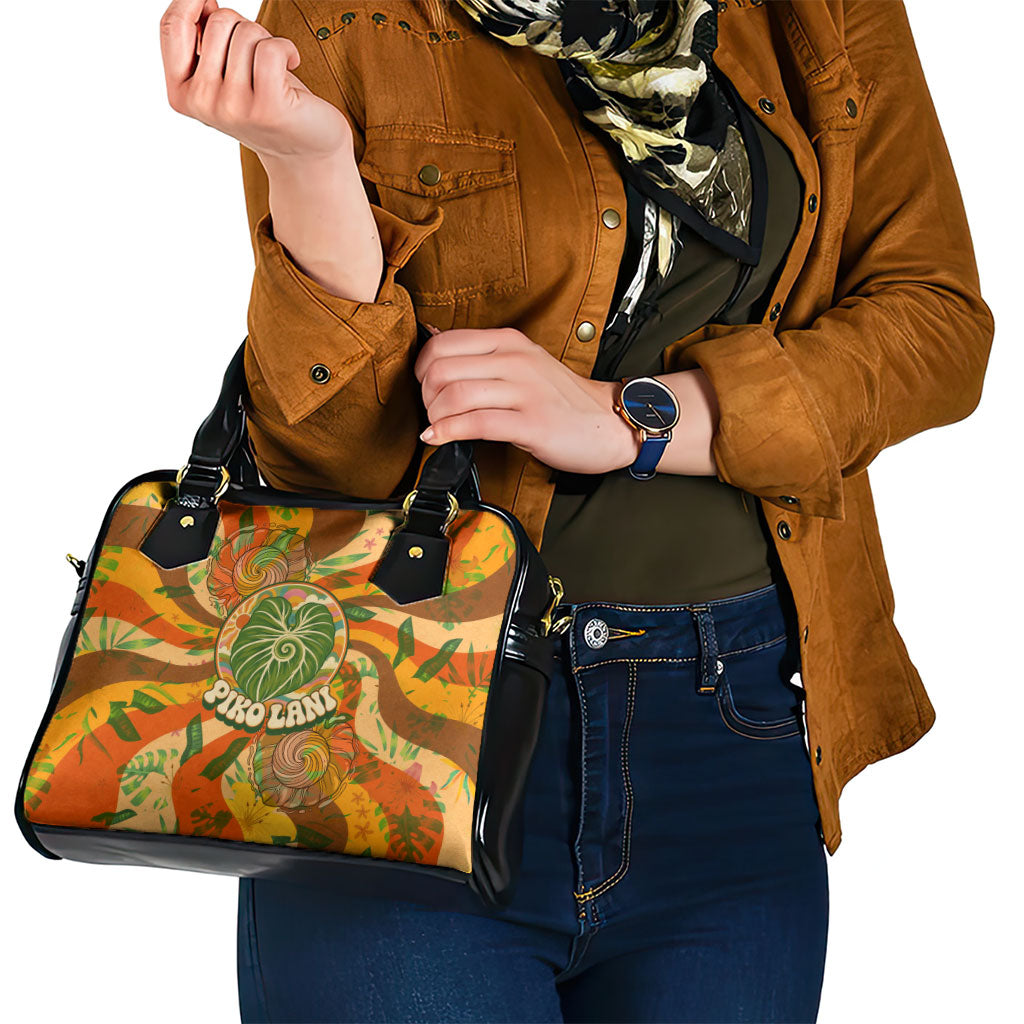 Hawaiian Piko Lani Cultivate I Ka Piko Aloha Shoulder Handbag Retro Psychedelic Taro Leaf - Hibiscus Flowers TS04 - Polynesian Pride
