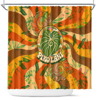 Hawaiian Piko Lani Cultivate I Ka Piko Aloha Shower Curtain Retro Psychedelic Taro Leaf - Hibiscus Flowers TS04 Orange Green - Polynesian Pride