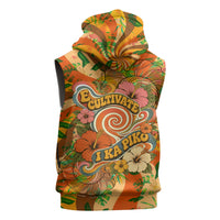 Hawaiian Piko Lani Cultivate I Ka Piko Aloha Sleeveless Hoodie Retro Psychedelic Taro Leaf - Hibiscus Flowers TS04 - Polynesian Pride