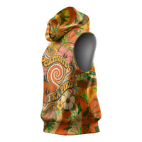 Hawaiian Piko Lani Cultivate I Ka Piko Aloha Sleeveless Hoodie Retro Psychedelic Taro Leaf - Hibiscus Flowers TS04 - Polynesian Pride