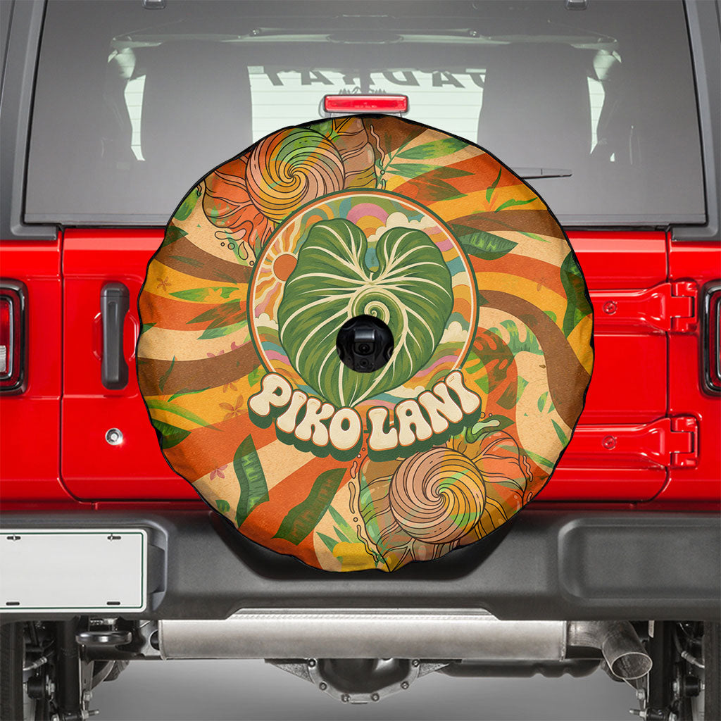 Hawaiian Piko Lani Cultivate I Ka Piko Aloha Spare Tire Cover Retro Psychedelic Taro Leaf - Hibiscus Flowers TS04 - Polynesian Pride