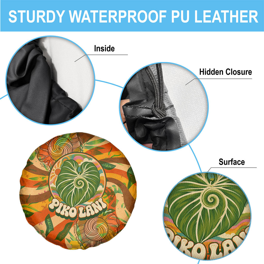 Hawaiian Piko Lani Cultivate I Ka Piko Aloha Spare Tire Cover Retro Psychedelic Taro Leaf - Hibiscus Flowers TS04 - Polynesian Pride
