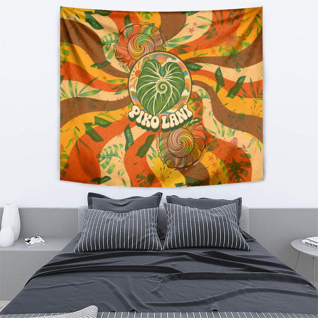 Hawaiian Piko Lani Cultivate I Ka Piko Aloha Tapestry Retro Psychedelic Taro Leaf - Hibiscus Flowers TS04 - Polynesian Pride