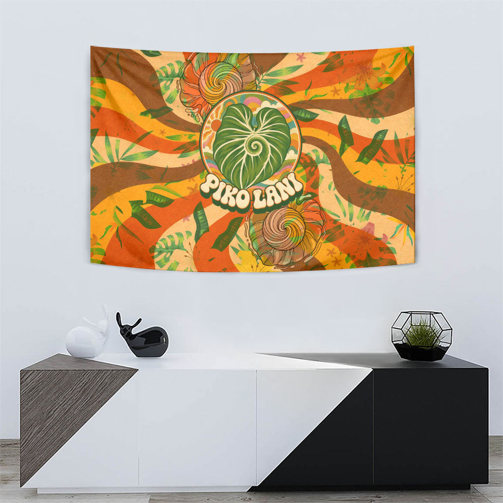 Hawaiian Piko Lani Cultivate I Ka Piko Aloha Tapestry Retro Psychedelic Taro Leaf - Hibiscus Flowers TS04 - Polynesian Pride