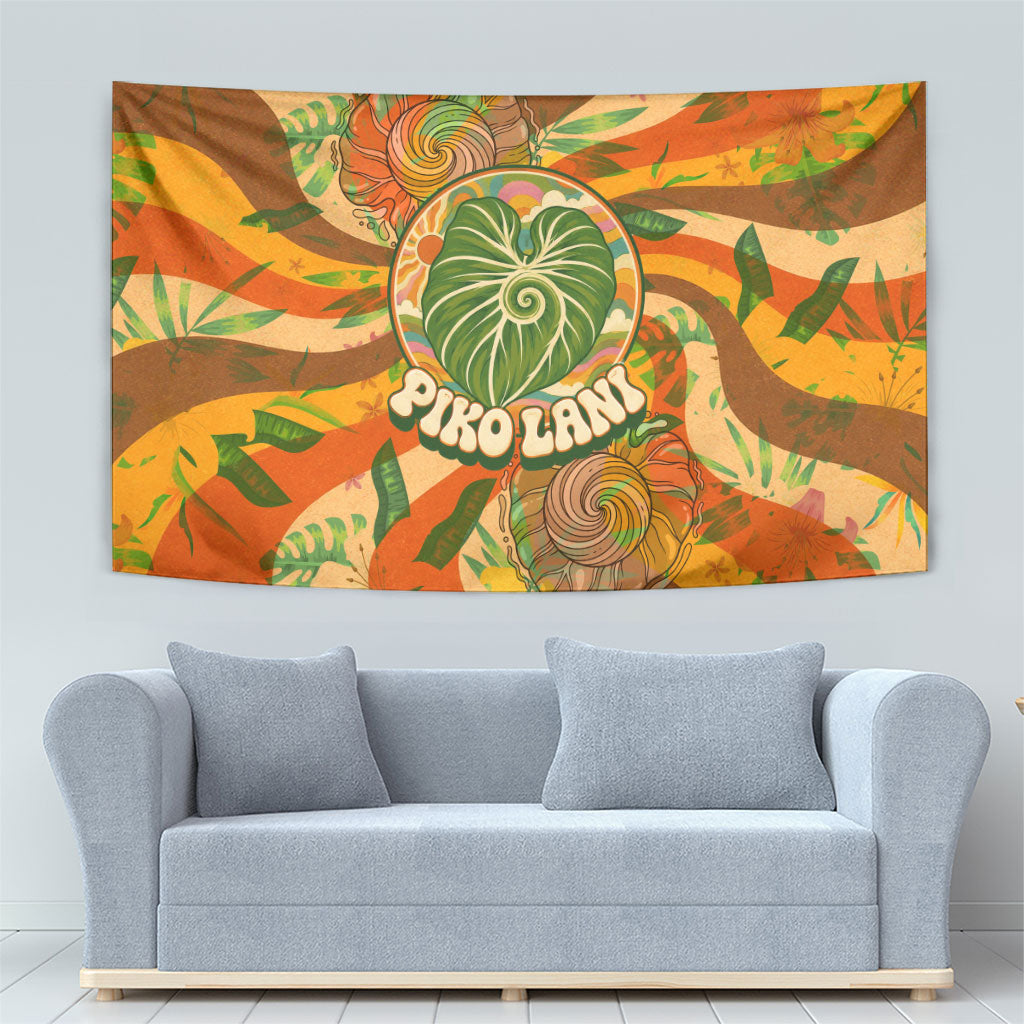 Hawaiian Piko Lani Cultivate I Ka Piko Aloha Tapestry Retro Psychedelic Taro Leaf - Hibiscus Flowers TS04 - Polynesian Pride