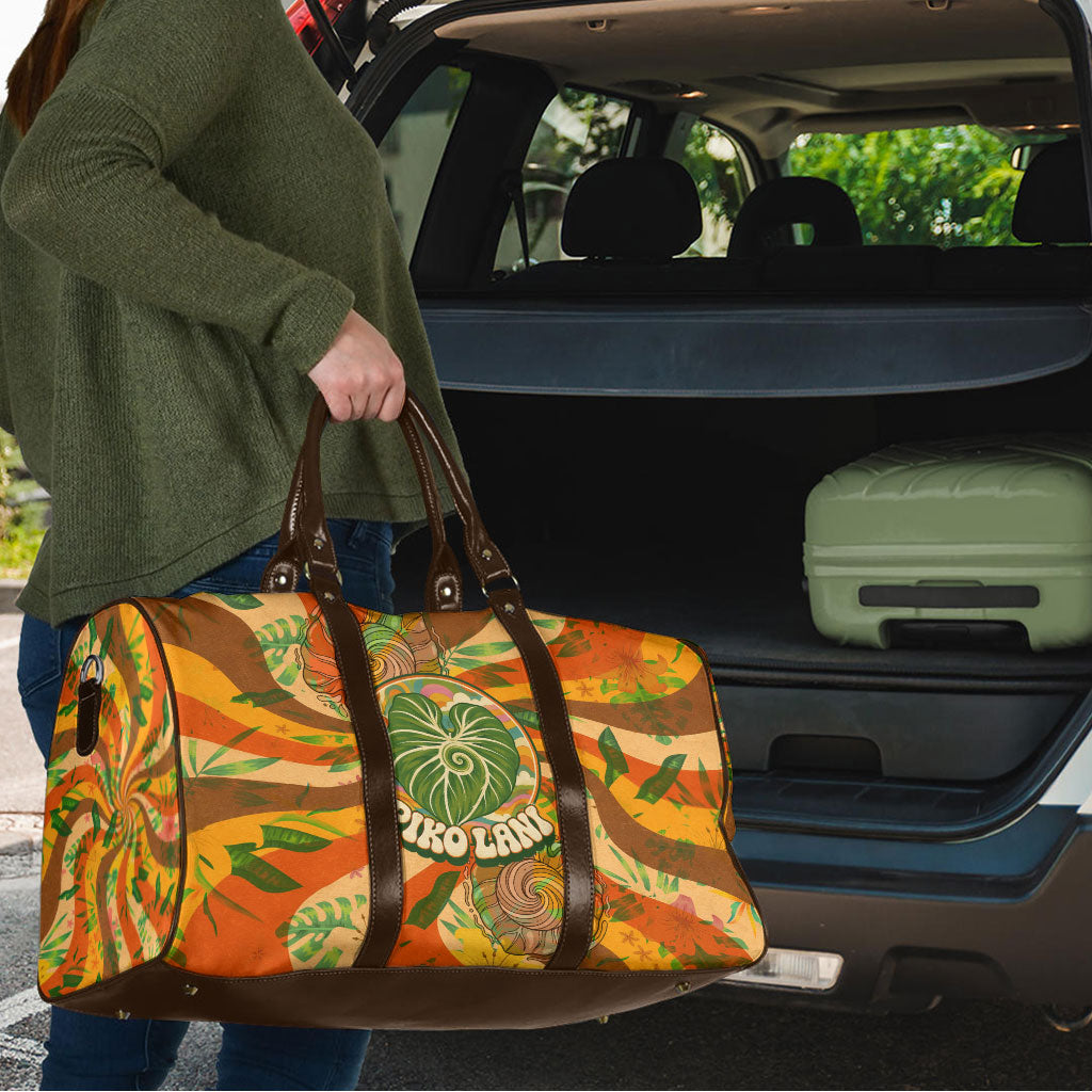 Hawaiian Piko Lani Cultivate I Ka Piko Aloha Travel Bag Retro Psychedelic Taro Leaf - Hibiscus Flowers TS04 - Polynesian Pride