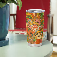 Hawaiian Piko Lani Cultivate I Ka Piko Aloha Tumbler Cup Retro Psychedelic Taro Leaf - Hibiscus Flowers TS04 - Polynesian Pride