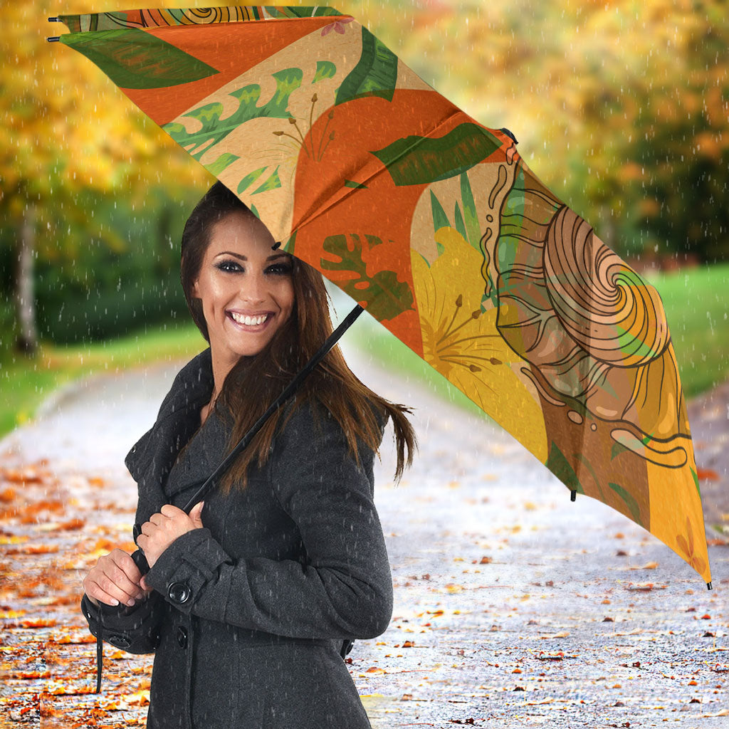 Hawaiian Piko Lani Cultivate I Ka Piko Aloha Umbrella Retro Psychedelic Taro Leaf - Hibiscus Flowers TS04 - Polynesian Pride
