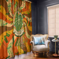 Hawaiian Piko Lani Cultivate I Ka Piko Aloha Window Curtain Retro Psychedelic Taro Leaf - Hibiscus Flowers TS04 - Polynesian Pride