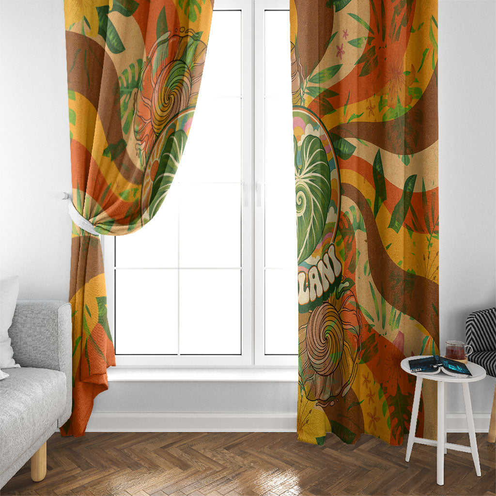 Hawaiian Piko Lani Cultivate I Ka Piko Aloha Window Curtain Retro Psychedelic Taro Leaf - Hibiscus Flowers TS04 - Polynesian Pride