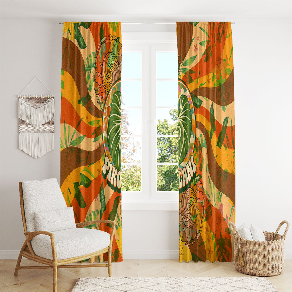 Hawaiian Piko Lani Cultivate I Ka Piko Aloha Window Curtain Retro Psychedelic Taro Leaf - Hibiscus Flowers TS04 - Polynesian Pride