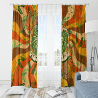 Hawaiian Piko Lani Cultivate I Ka Piko Aloha Window Curtain Retro Psychedelic Taro Leaf - Hibiscus Flowers TS04 - Polynesian Pride