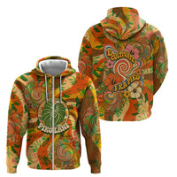 Hawaiian Piko Lani Cultivate I Ka Piko Aloha Zip Hoodie Retro Psychedelic Taro Leaf - Hibiscus Flowers TS04 - Polynesian Pride