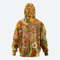 Hawaiian Piko Lani Cultivate I Ka Piko Aloha Zip Hoodie Retro Psychedelic Taro Leaf - Hibiscus Flowers TS04 - Polynesian Pride