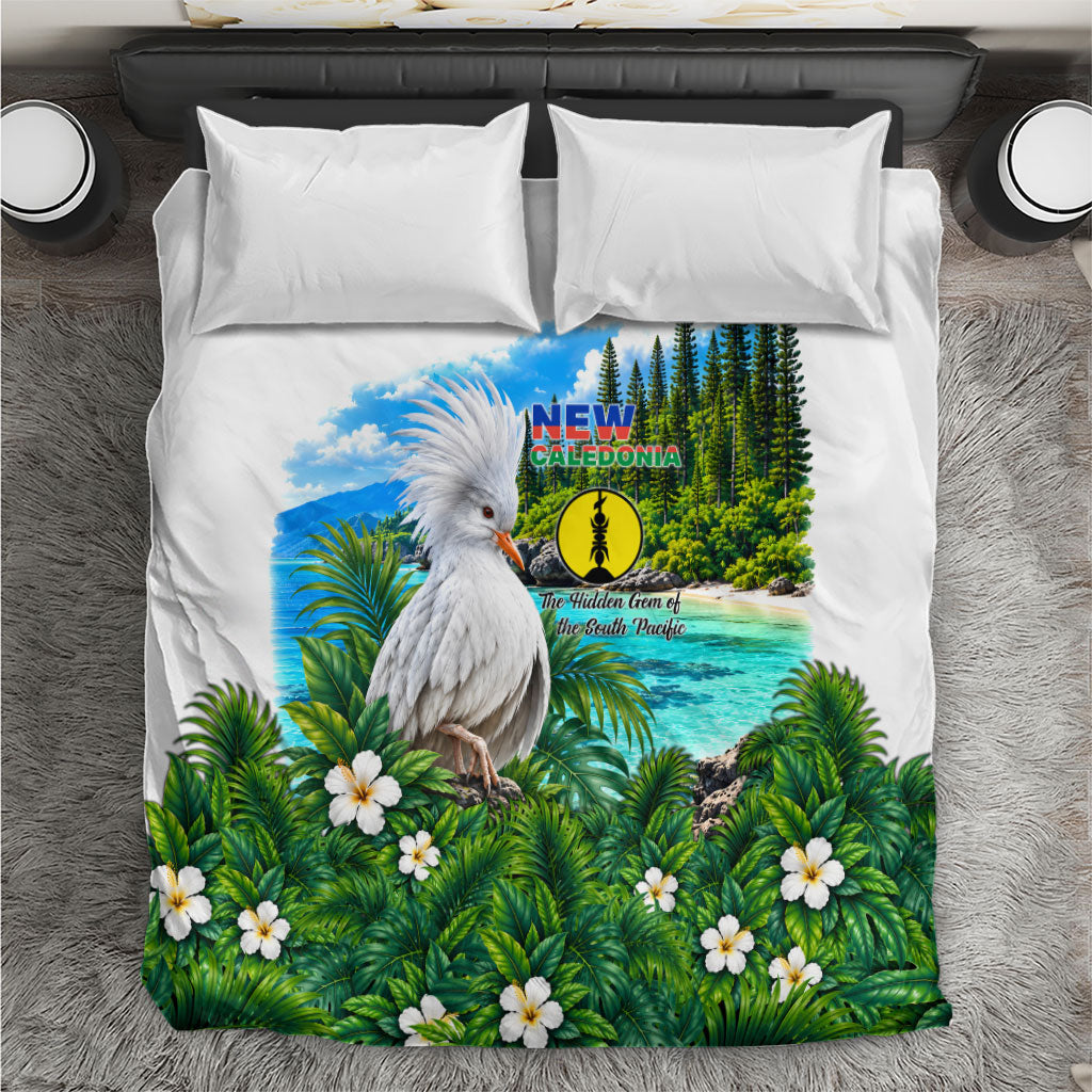 New Caledonia Kagu Bird Nature Bedding Set South Pacific Hidden Gem Tropical Landscape TS04 Green White - Polynesian Pride