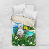 New Caledonia Kagu Bird Nature Bedding Set South Pacific Hidden Gem Tropical Landscape TS04 US Twin 172cm x 218cm Green White - Polynesian Pride